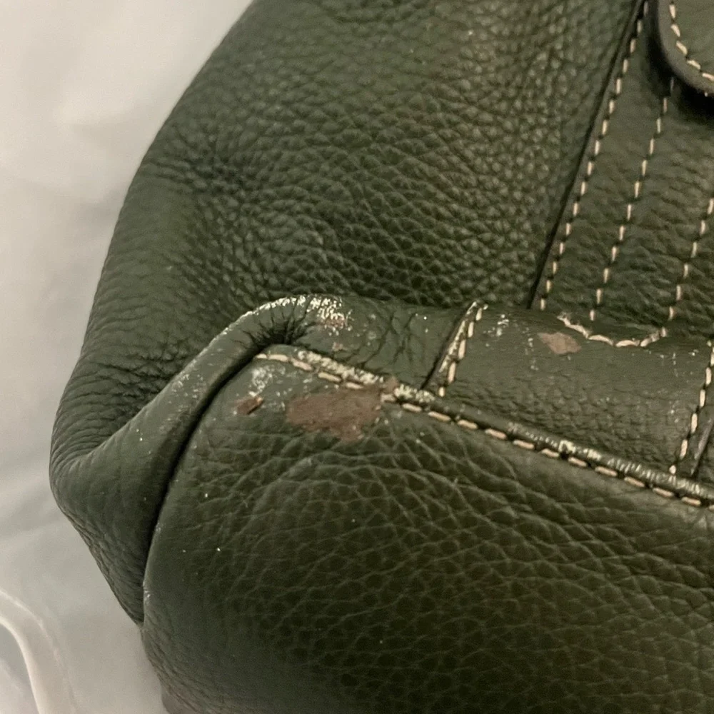 Tignanello Olive Green Leather Shoulder Bag